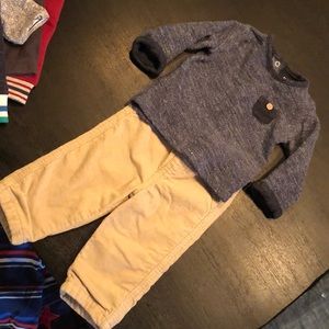 Carters sweater and jumping beans corduroy pants